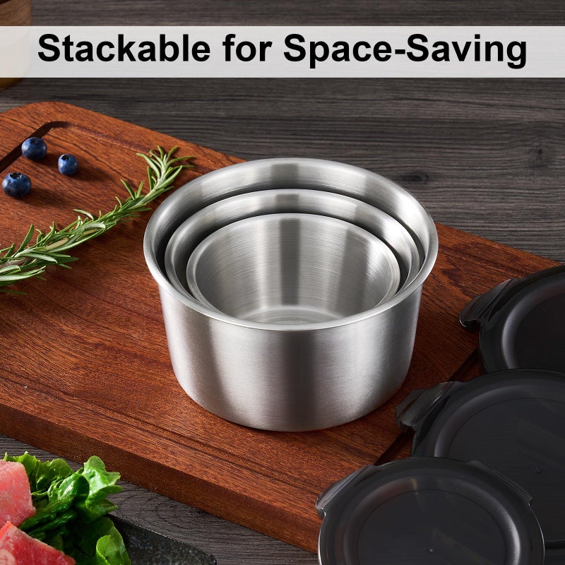 Baalaka Food Storage Containers, Airtight Food Storage Containers with Lids, Deli Containers Soup Containers with Lids Stainless Steel Set of 3 - Image 5