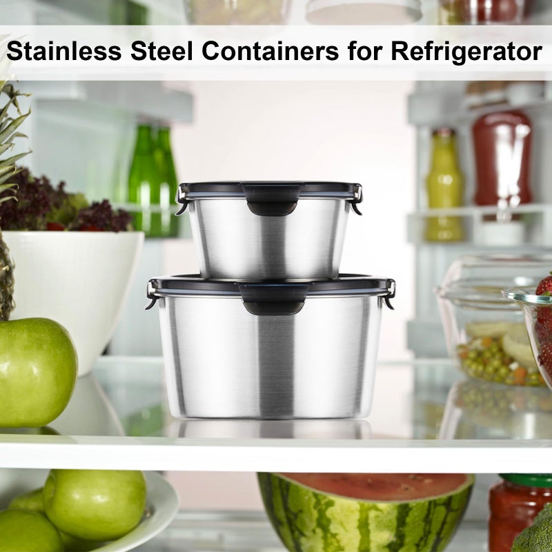 Baalaka Food Storage Containers, Airtight Food Storage Containers with Lids, Deli Containers Soup Containers with Lids Stainless Steel Set of 3 - Image 3
