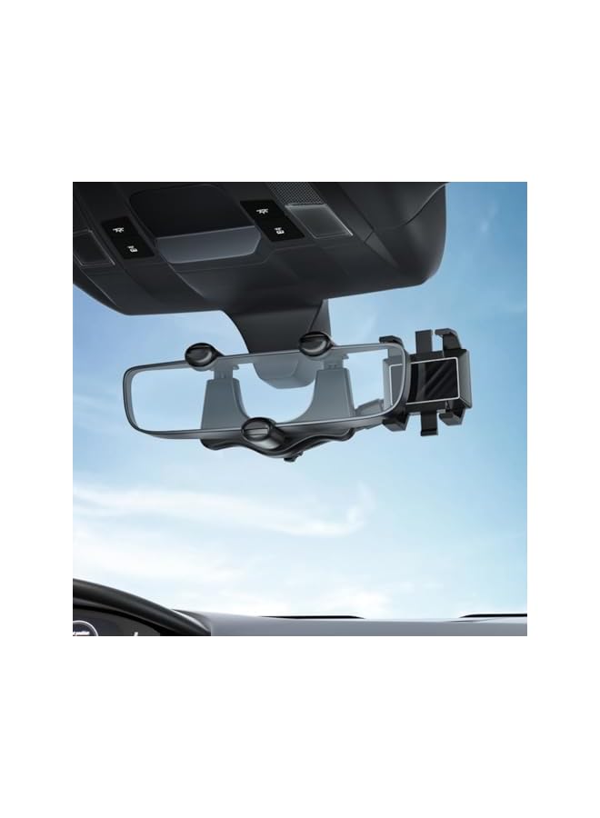 Green Tiger Car Phone Holder Mount, Rotatable and Retractable Car Phone Mount Rear View Mirror Mobile Holder, Sturdy Holder Phone Mount Fit with All Mobile Phones, Black - Image 4