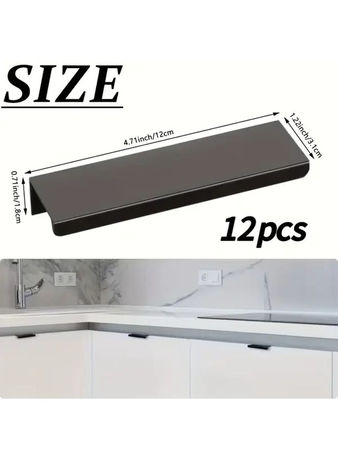 12 Pack Hidden Cabinet Handles Aluminum Furniture Handles Black Bedroom Kitchen Closet Door Handles - Image 3