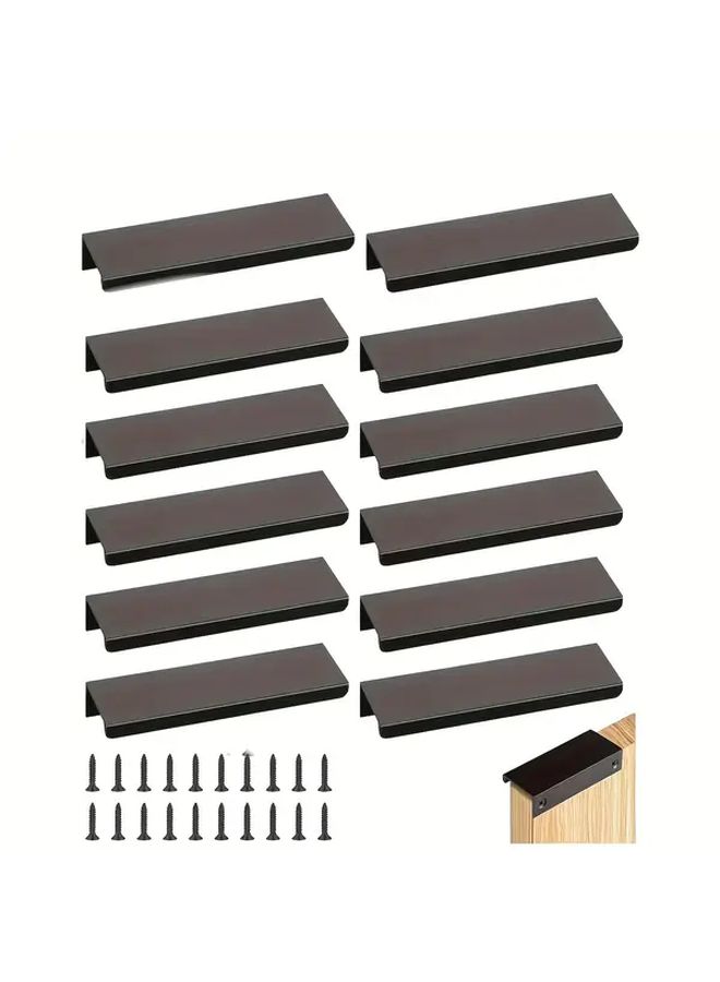 12 Pack Hidden Cabinet Handles Aluminum Furniture Handles Black Bedroom Kitchen Closet Door Handles - Image 1