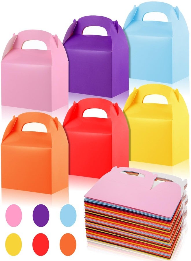 AojSup 48 Pack Rainbow Gable Boxes for Party Favors, Colorful Party Favor Treat Boxes, Goodie Boxes, Gable Paper Gift Boxes with Handles - Perfect for Rainbow Party Decoration Supplies (6.3x3.5x3.5 Inches) - Image 1