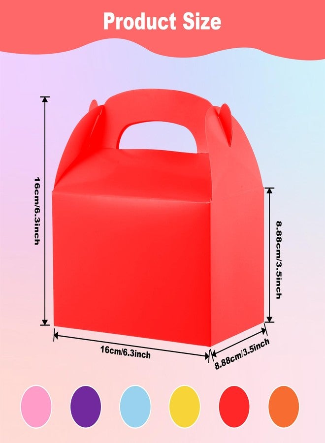 AojSup 48 Pack Rainbow Gable Boxes for Party Favors, Colorful Party Favor Treat Boxes, Goodie Boxes, Gable Paper Gift Boxes with Handles - Perfect for Rainbow Party Decoration Supplies (6.3x3.5x3.5 Inches) - Image 2