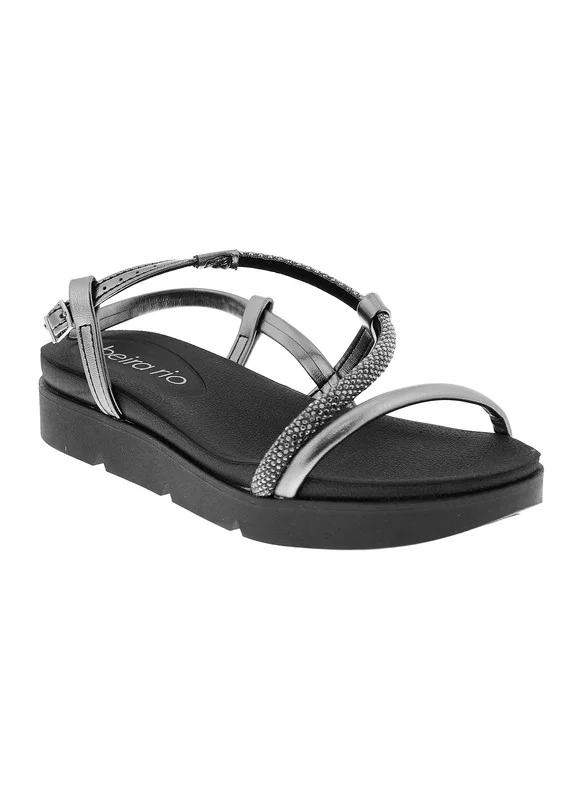 Beira Rio Ladies Flat Sandals Black | Made In Brazil