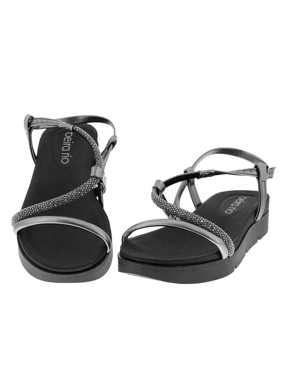 Beira Rio BLACK Beira Rio Ladies Flat Sandals Black | Made In Brazil for Women | Best Price UAE