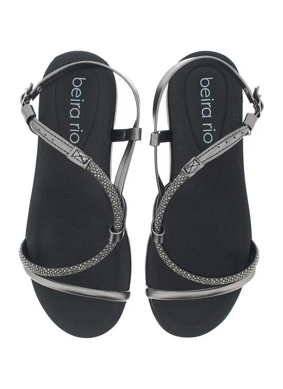 Beira Rio BLACK Beira Rio Ladies Flat Sandals Black | Made In Brazil for Women | Best Price UAE