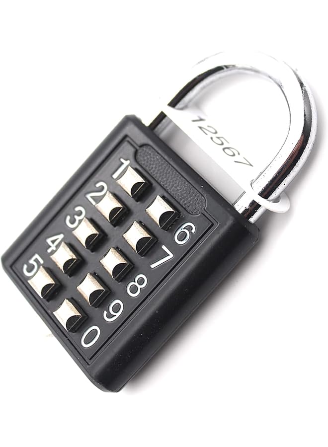 PROMASS Padlock - Digits Combination Lock,Button Combination Security Padlock Digital Lock, for Gym or Sports Locker, case, Toolbox, Fence, hasp Cabinet (Black) - Image 1