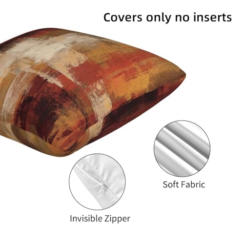 Lcokin Burnt Orange Abstract Throw Pillow Covers 18x18 in Set of 2, Decor Art Painting Orange Pillow Case Square Cushion Covers for Sofa Bed Couch Living Room - Image 4