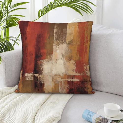 Lcokin Burnt Orange Abstract Throw Pillow Covers 18x18 in Set of 2, Decor Art Painting Orange Pillow Case Square Cushion Covers for Sofa Bed Couch Living Room - Image 5