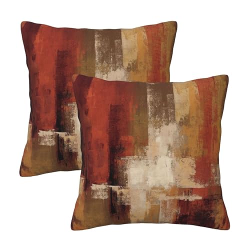 Lcokin Burnt Orange Abstract Throw Pillow Covers 18x18 in Set of 2, Decor Art Painting Orange Pillow Case Square Cushion Covers for Sofa Bed Couch Living Room - Image 1