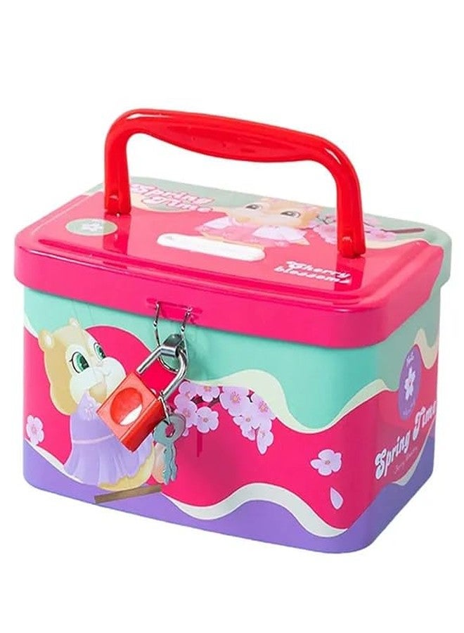 Sajani Cute Cartoon Creative Portable Piggy Bank, Money Saving Box with Combination Lock, Mini Coin Bank Gifts for Boys and Girls, Best Return Gifts for Kids (Pack of 1) (Rectangle - Pink) - Image 1