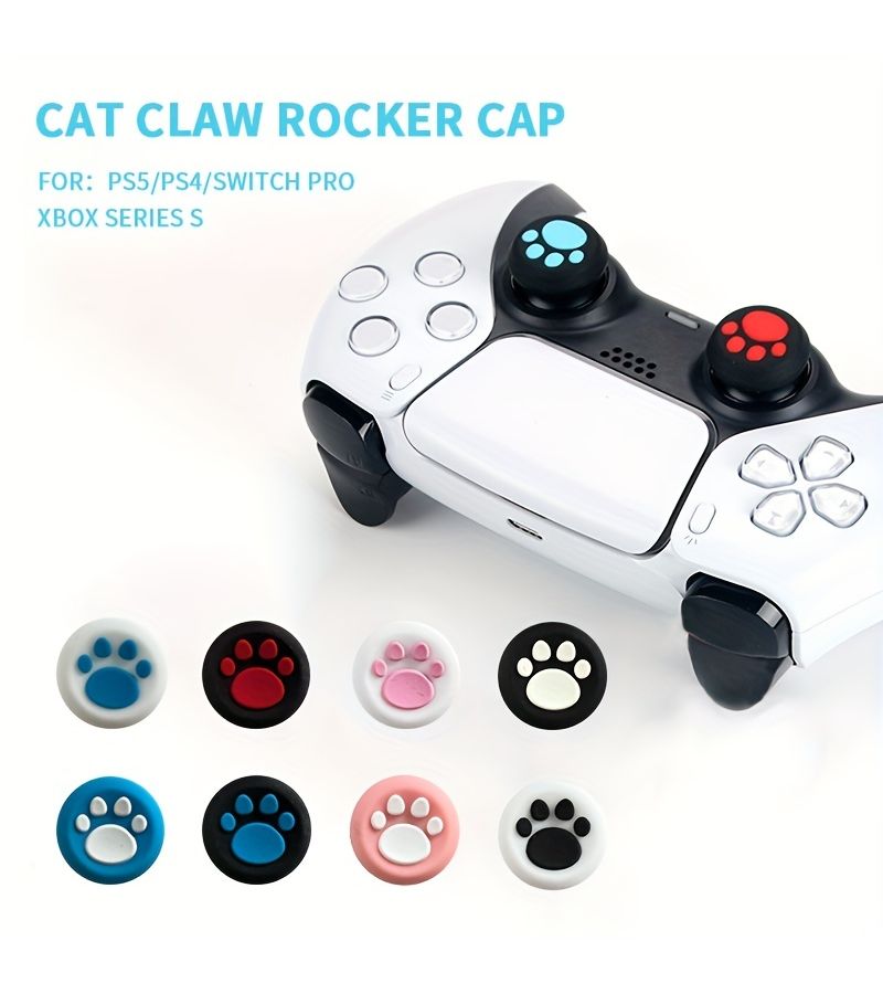 4 Red And Blue Cat Claws Thumb Grips For Ps5 Ps4 Switch Pro Xbox Controller - Image 1