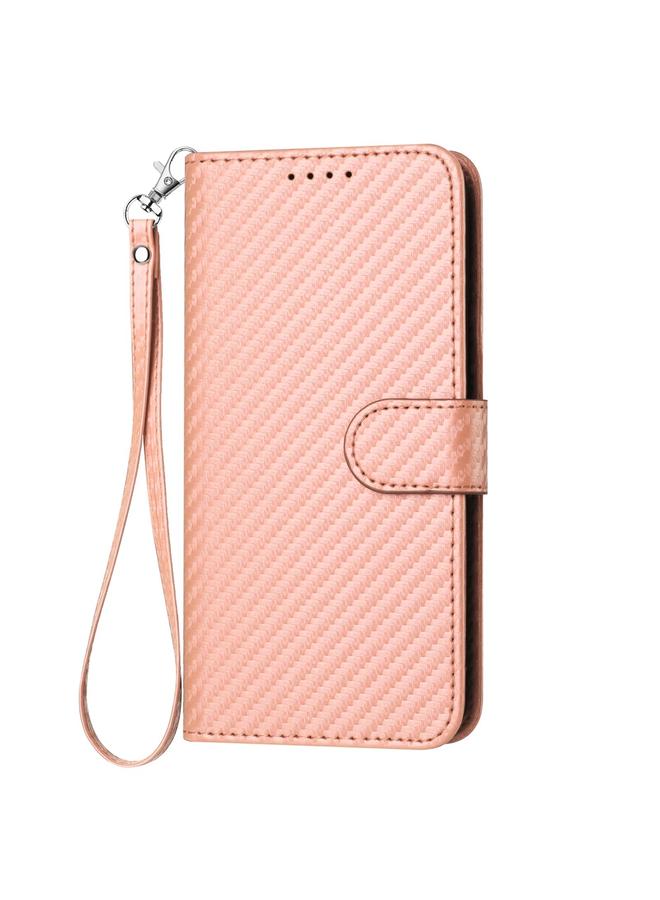 erorex Case For Samsung Galaxy S22 5G YX0070 Carbon Fiber Buckle Leather Phone Case with Lanyard - Image 2