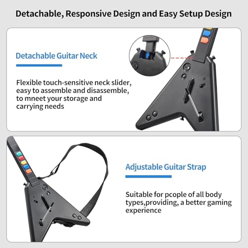 DOYO PC Wireless Guitar Hero Controller with Dongle for PS3, PS4/PlayStation 4, Compatible with Guitar Hero & Rock Band, Plug-and-Play - Image 4