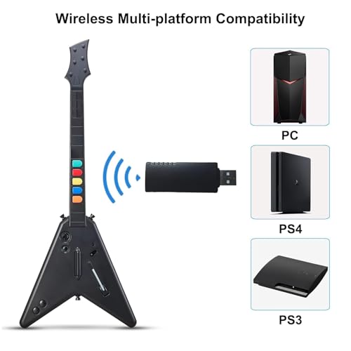 DOYO PC Wireless Guitar Hero Controller with Dongle for PS3, PS4/PlayStation 4, Compatible with Guitar Hero & Rock Band, Plug-and-Play - Image 2