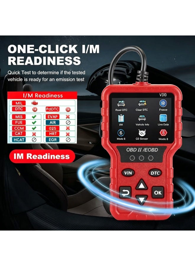 توهج شجاع أداة فحص وتشخيص أعطال السيارات (OBD2) - ماسح ضوئي لرموز ضوء فحص المحرك (Check Engine) مع ميزات إعادة الضبط، وقراءة رموز الأعطال (DTC)، وعرض تدفق البيانات، وفحص جاهزية النظام (I/M Readiness)؛ أداة فحص متوافقة مع جميع السيارات والشاحنات المصنعة منذ عام 1996. - Image 5
