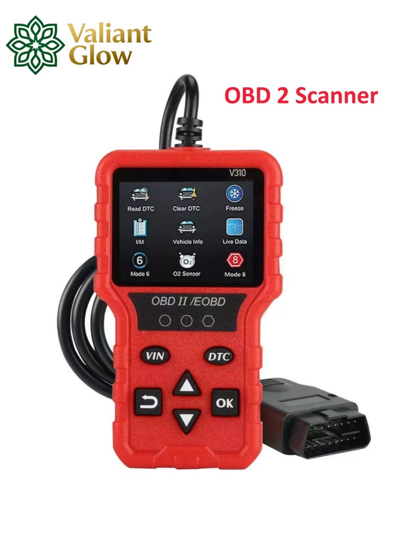 توهج شجاع أداة فحص وتشخيص أعطال السيارات (OBD2) - ماسح ضوئي لرموز ضوء فحص المحرك (Check Engine) مع ميزات إعادة الضبط، وقراءة رموز الأعطال (DTC)، وعرض تدفق البيانات، وفحص جاهزية النظام (I/M Readiness)؛ أداة فحص متوافقة مع جميع السيارات والشاحنات المصنعة منذ عام 1996. - Image 1