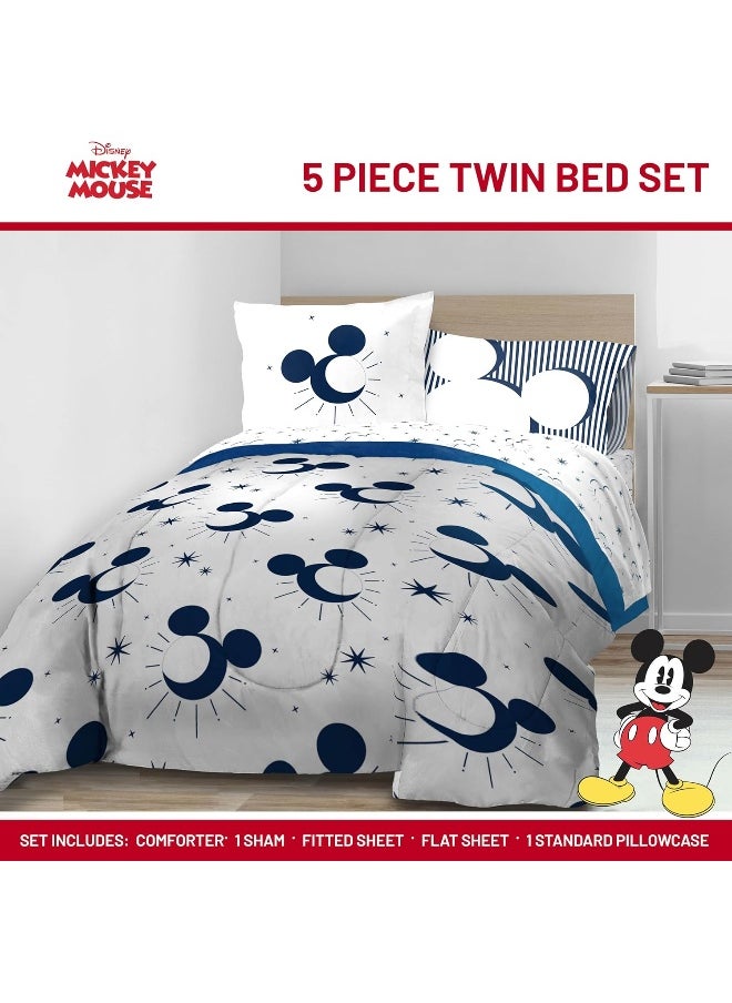 Jay Franco - Jay Franco Disney Mickey Mouse Twin Comforter Set - 5 Piece Bedding Includes Sheet Set & Pillow Covers - Super Soft Cozy Celestial Bedding - Image 1