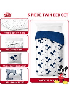 Jay Franco Jay Franco Disney Mickey Mouse Twin Comforter Set - 5 Piece Bedding Includes Sheet Set & Pillow Covers - Super Soft Cozy Celestial Bedding  - Image 3