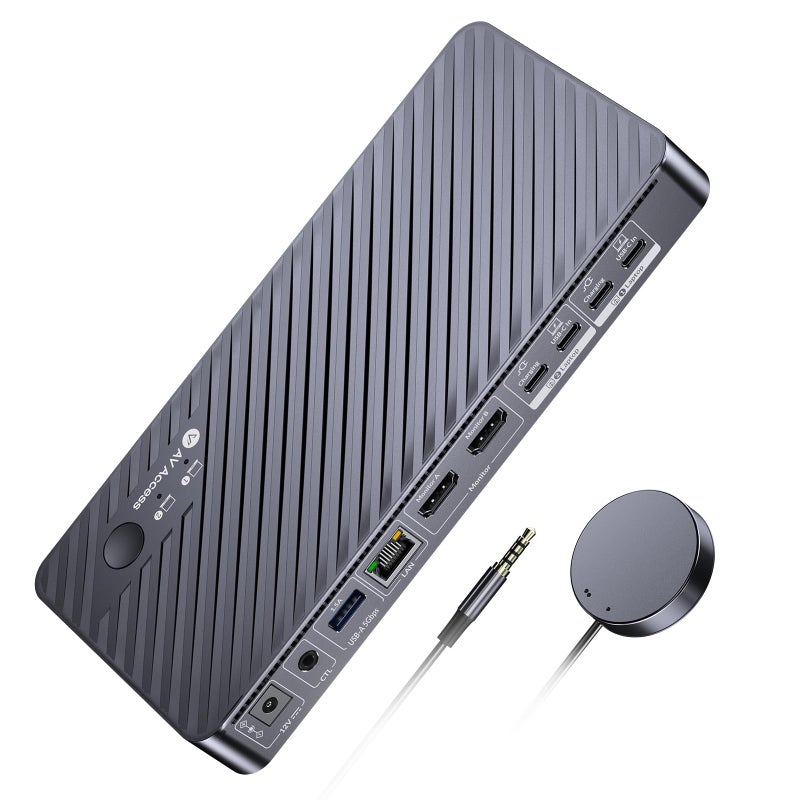 v AV Access AV Access Docking Station KVM Switch 2 Monitors 2 Laptops 4K KVM Switch Dual Monitor 100W PD for Each PC 1G Ethernet EDID Emulation Ideal for Home Office Gaming - Image 2