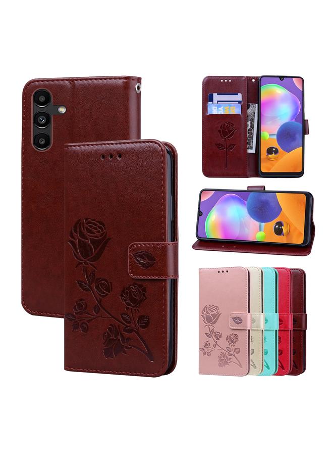 اس-توب جراب لهاتف Samsung Galaxy A34 من الجلد الصناعي المنقوش باللون الوردي - Image 1