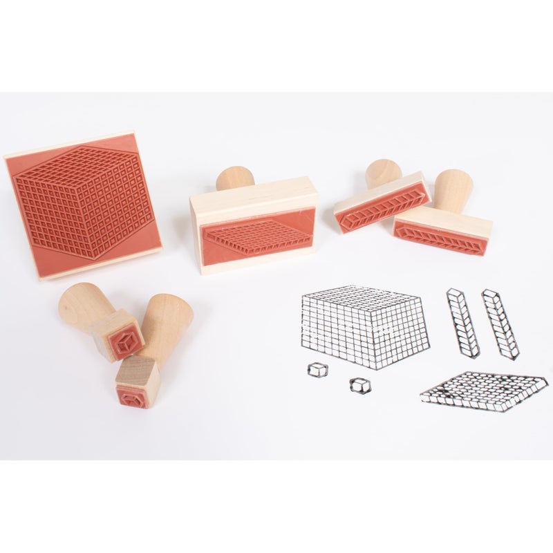 READY 2 LEARN Base 10 Block Stamps - Set of 6 - Wooden Stamps for Early Math Activities and DIY - Use for Flashcards, Worksheets, Homework and Scrapbooks - Image 2