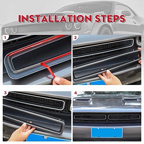 JeCar مجموعة تغطية شبكة جي كار من ABS ملحقات خارجية متوافقة مع دودج تشالنجر 2015-2023، نسيج ألياف الكربون - Image 5