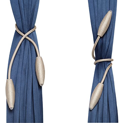 MALOINTEX 2 Pc DIY Twist Curtain tieback Clips Creative Decorative Window Drape Flexible Tie Backs European Style Random Modelling Curtain Holders Drapery Holdback for Home & Office - Beige Champagne - Image 1