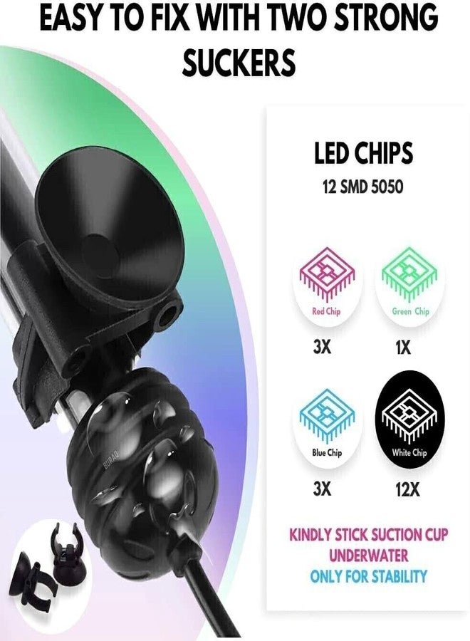 مصباح LED غاطس بالكامل من KickAt لأحواض السمك - مصباح مقاوم للماء باللونين الأزرق والأبيض/RGB لأحواض السمك (1.5-2.5 قدم) - إضاءة أنبوبية موفرة للطاقة، حاصلة على تصنيف IP68 لتزيين أحواض السمك - Image 3