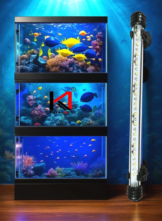 مصباح LED غاطس بالكامل من KickAt لأحواض السمك - مصباح مقاوم للماء باللونين الأزرق والأبيض/RGB لأحواض السمك (1.5-2.5 قدم) - إضاءة أنبوبية موفرة للطاقة، حاصلة على تصنيف IP68 لتزيين أحواض السمك - Image 1