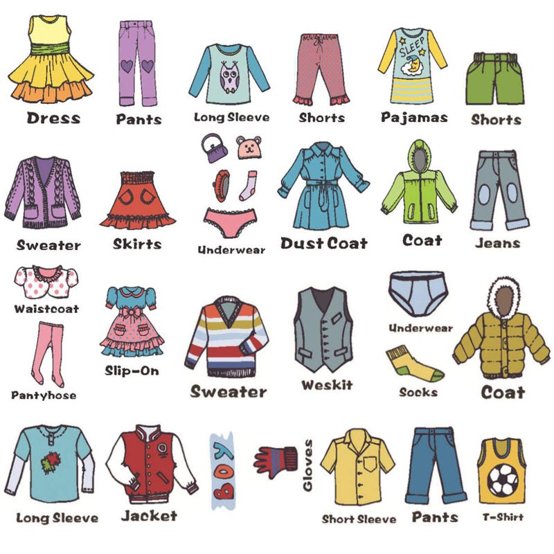 Maydahui Maydahui 2 Sheets31 Count Dresser Clothing Decals 11 inch Boys Girls Clothing Sort Wall Sticker Removable Clothes Classification Label for Wardrobe Drawer Organizing Home Bedroom Decoration