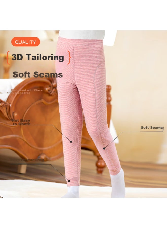 Yuzhaolin Children's Thermal Pants, Girls' Fleece-lined Thickened Three-layer Autumn Pants, Base Layer Cotton Pants, For Older Children, Baby Inner Wear, Long Johns - Image 5