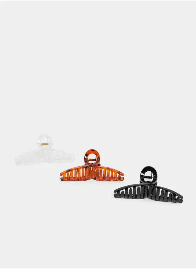 ستايلي Set of 3 - Solid and Printed Claw Clips