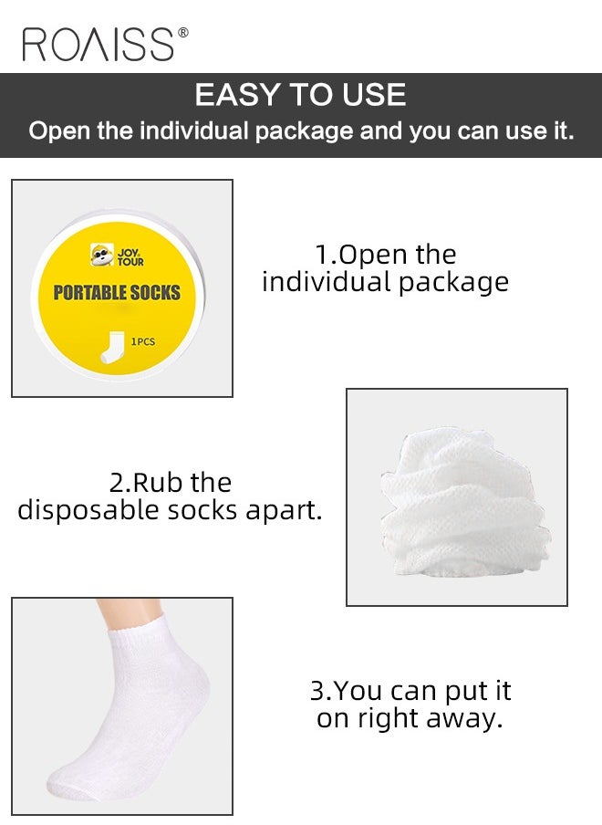 roaiss 5 Pairs Disposable Mid Calf Socks for Women Portable Throwaway Compressed Cotton Socks Sweat Absorbent and Breathable Crew Sock for Sports Business or Travel  - Image 2