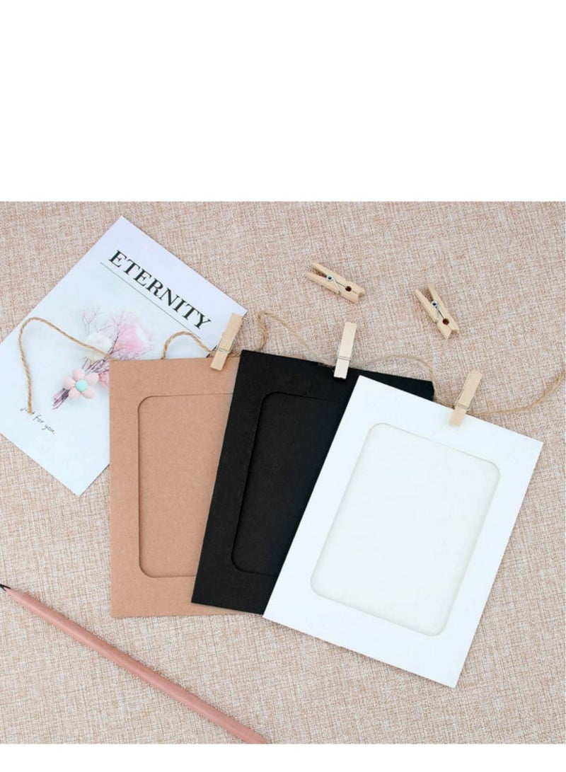 Mixed Colors Paper Photo Frame Set with Wooden Clip and String 30PCS/Set Wall Photo Frame Hanging Picture Album Party Decoration - Image 5