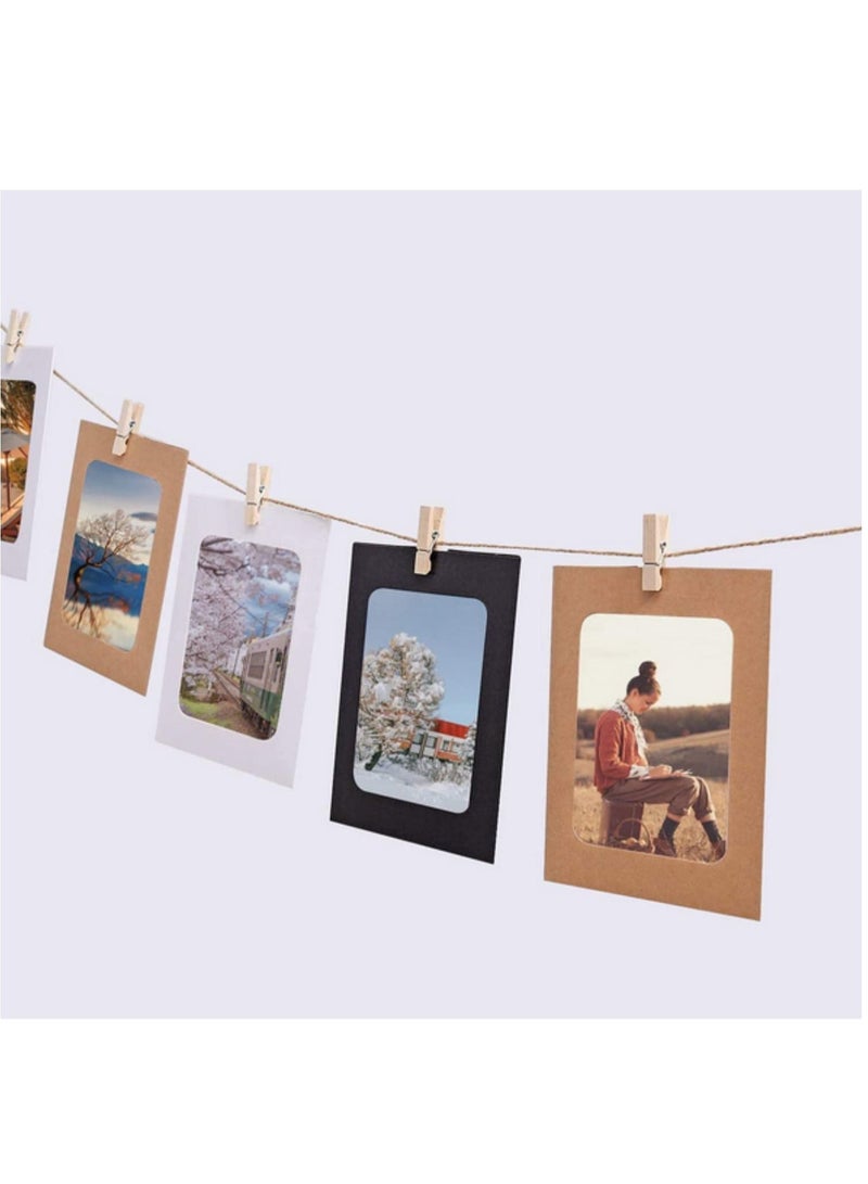 Mixed Colors Paper Photo Frame Set with Wooden Clip and String 30PCS/Set Wall Photo Frame Hanging Picture Album Party Decoration - Image 4