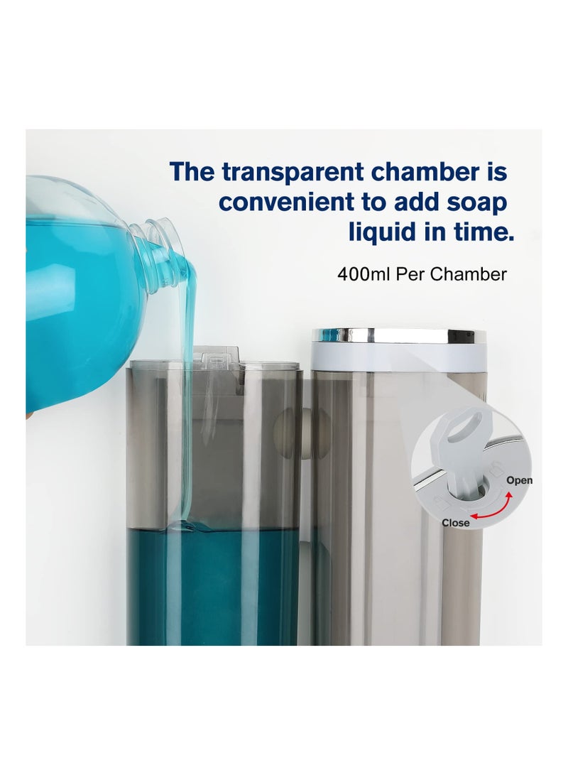 SOLARAE 3Pcs Wall Mounted Soap Dispenser, Clear Liquid Shower Shampoo Soap Dispenser Set, Manual Shower Soap Dispenser Wall Mounted by Glue or Screws, Conditioner Dispenser for Hotels Bathrooms Kitchen - Image 3