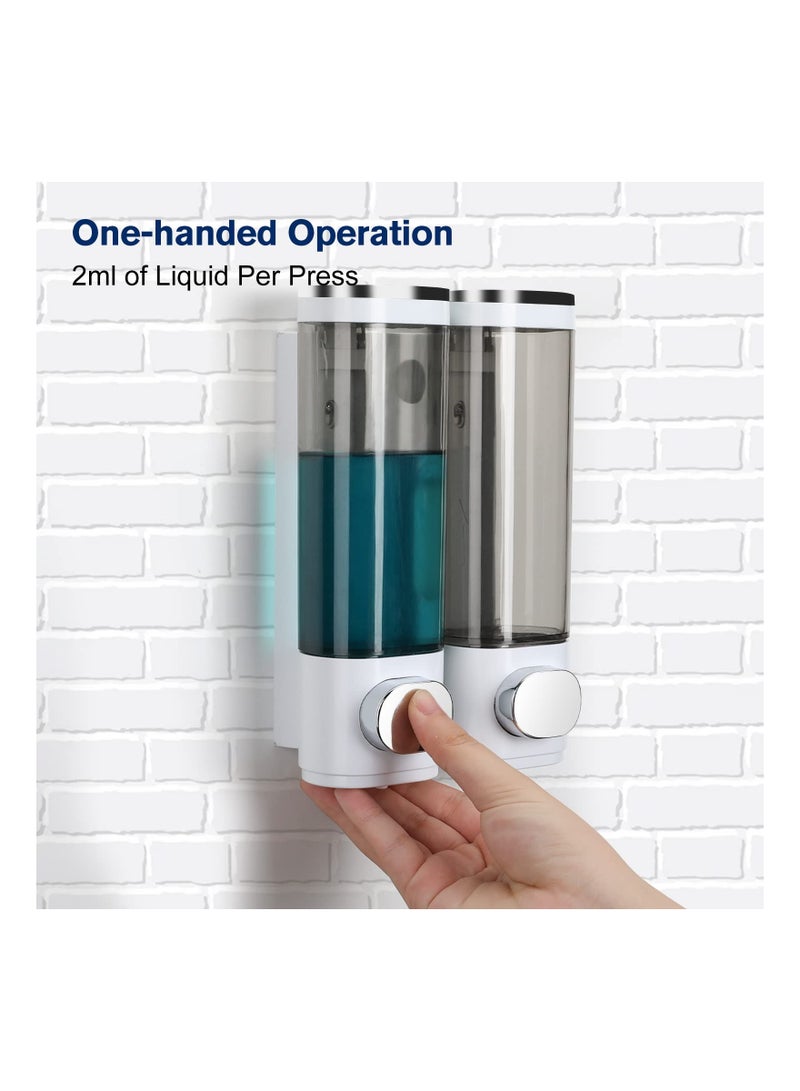 SOLARAE 3Pcs Wall Mounted Soap Dispenser, Clear Liquid Shower Shampoo Soap Dispenser Set, Manual Shower Soap Dispenser Wall Mounted by Glue or Screws, Conditioner Dispenser for Hotels Bathrooms Kitchen - Image 2