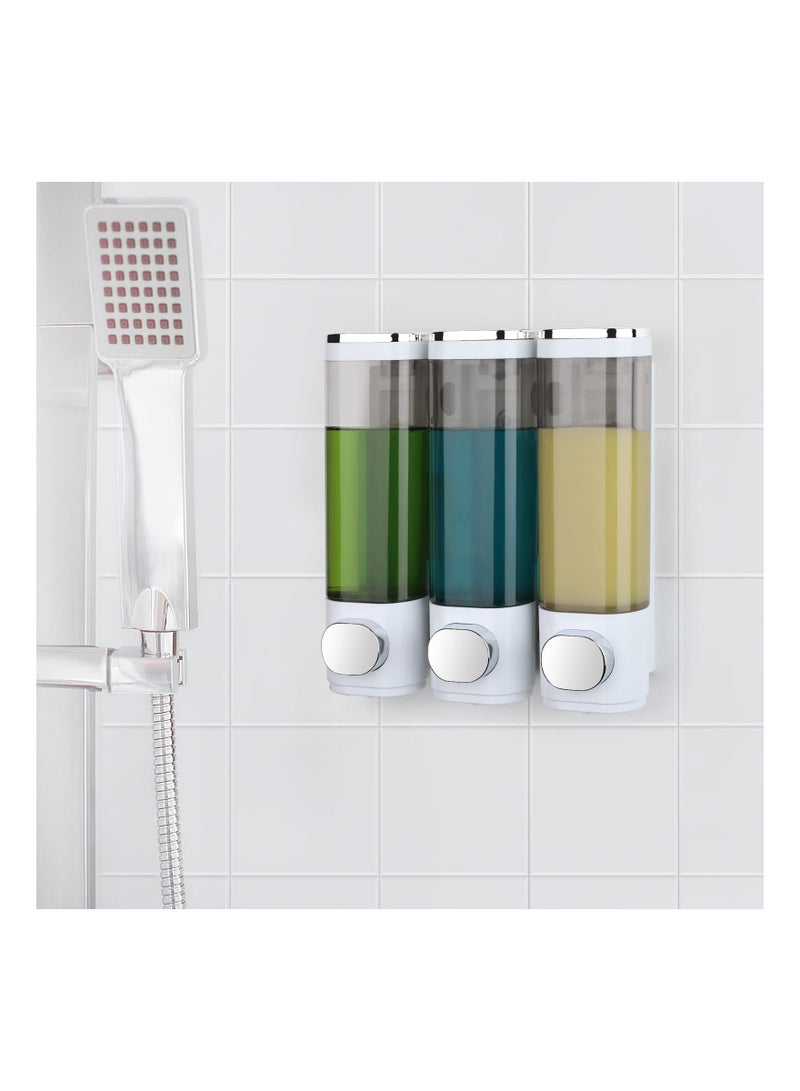 SOLARAE 3Pcs Wall Mounted Soap Dispenser, Clear Liquid Shower Shampoo Soap Dispenser Set, Manual Shower Soap Dispenser Wall Mounted by Glue or Screws, Conditioner Dispenser for Hotels Bathrooms Kitchen - Image 4