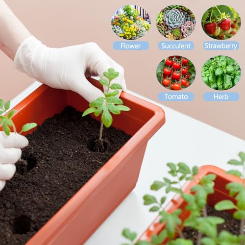 smusei Window Boxes Planters 17’’ Railing Planter Box with Adjustable Brackets, 4 Pack Hanging Deck Railing Planters Rectangular Flower Pots for Outdoor Patio Balcony Fence - Image 5