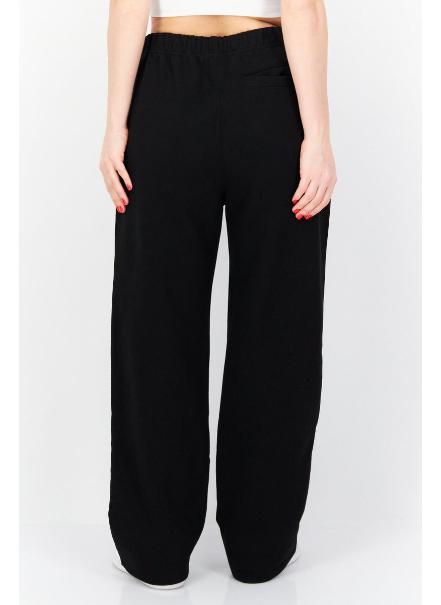 ESPRIT Women Regular Fit Embroidered Logo Pant, Black  - Image 3