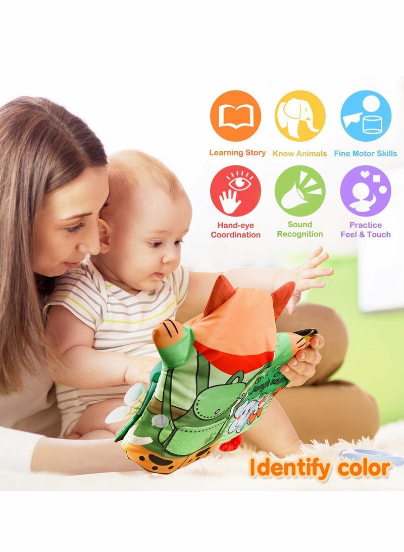 Excefore Baby Books Toys with Hand Puppets, Touch and Feel Crinkle Cloth Book for Babies Infant Toddler, Early Development Interactive Car & Stroller Soft Toys for 0 -12 Month 1 2 Years Old Boys Girls - Image 3