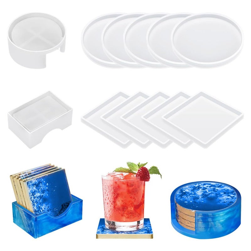 12 PCS Silicone Coaster Molds Resin Casting Coaster Molds Epoxy Resin Coasters Mold Suitable for DIY Craft Coasters Bowl Mats Home Decoration NonDeformable Silicone Mold