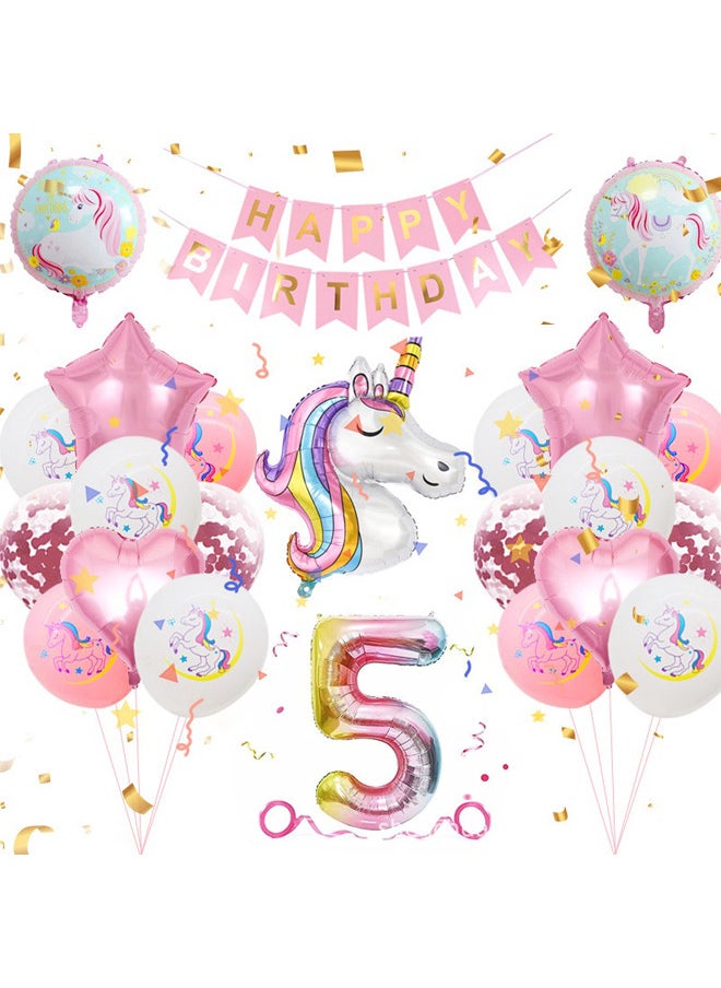 Zeemey - Unicorn Birthday Party Decoration Balloon 1 Year with Happy Birthday Banner,Perfect for Baby Shower Birthday Party Backdrop Decoration,Suitable for Indoor and Outdoor - Image 1