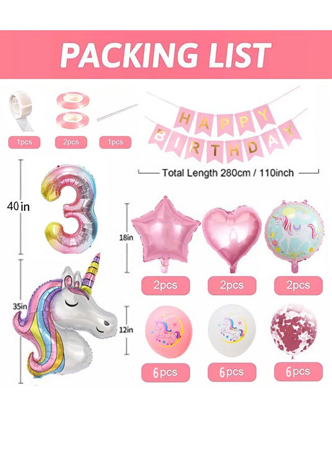 Zeemey - Unicorn Birthday Party Decoration Balloon 1 Year with Happy Birthday Banner,Perfect for Baby Shower Birthday Party Backdrop Decoration,Suitable for Indoor and Outdoor - Image 1