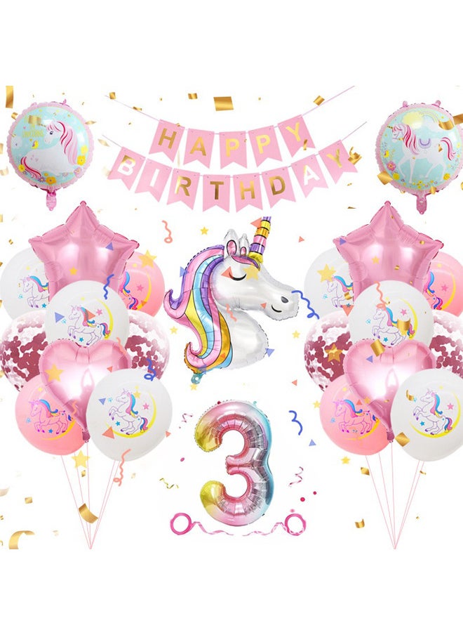 Zeemey - Unicorn Birthday Party Decoration Balloon 1 Year with Happy Birthday Banner,Perfect for Baby Shower Birthday Party Backdrop Decoration,Suitable for Indoor and Outdoor - Image 1