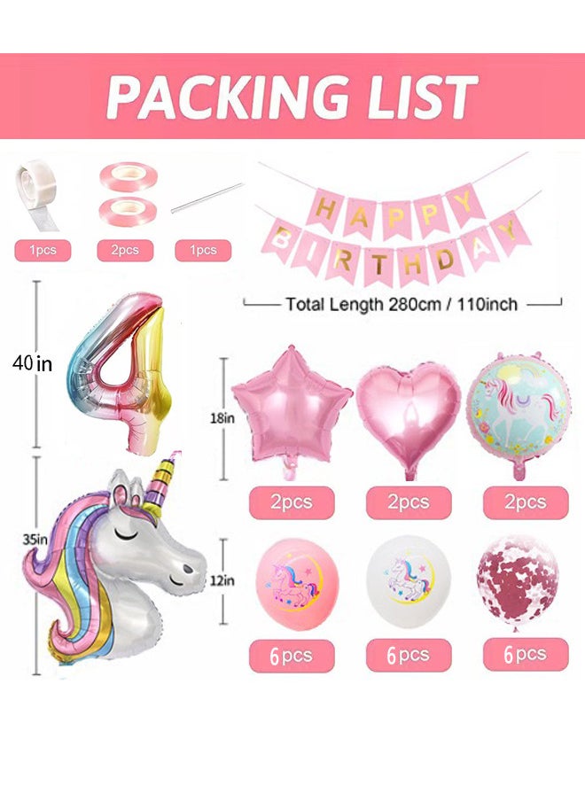 Zeemey - Unicorn Birthday Party Decoration Balloon 1 Year with Happy Birthday Banner,Perfect for Baby Shower Birthday Party Backdrop Decoration,Suitable for Indoor and Outdoor - Image 1