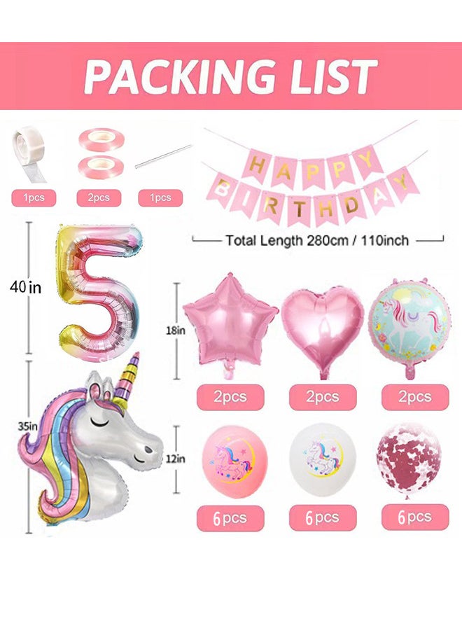 Zeemey - Unicorn Birthday Party Decoration Balloon 1 Year with Happy Birthday Banner,Perfect for Baby Shower Birthday Party Backdrop Decoration,Suitable for Indoor and Outdoor - Image 1