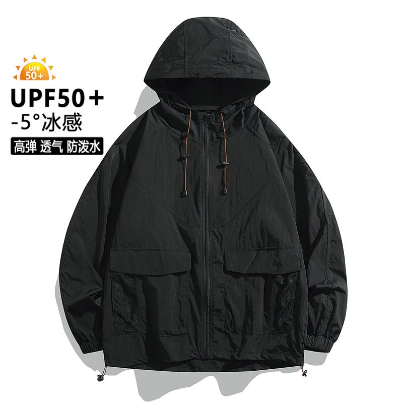 Cross-Border Air-Conditioned Clothing Long-Sleeved Workwear Labor Protection Duty Clothing Cooling Hooded Sun Protection Skin Clothing for Men and Women Factory Direct Sales New Black