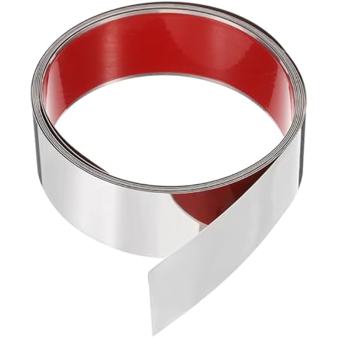 9.84FT X 1.97" WALL TRIM PEEL AND STICK MOLDING TRIM FRAME, SELF ADHESIVE STAINLESS STEEL MIRROR FINISH METAL STRIP TRIM FOR WALL CEILING FLOOR CABINET TILE EDGE, SILVER MIRROR - Image 2